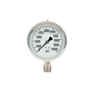 300L-402-0-10000N | 4", 0-10000 PSI, Stainless Steel x Stainless Steel, 1/2" Lower Mount Pressure Gauge