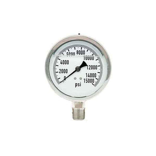 300L-402-0-15000N | 4", 0-15000 PSI, Stainless Steel x Stainless Steel, 1/2" Lower Mount Pressure Gauge
