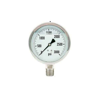 300L-402-0-2000N | 4", 0-2000 PSI, Stainless Steel x Stainless Steel, 1/2" Lower Mount Pressure Gauge