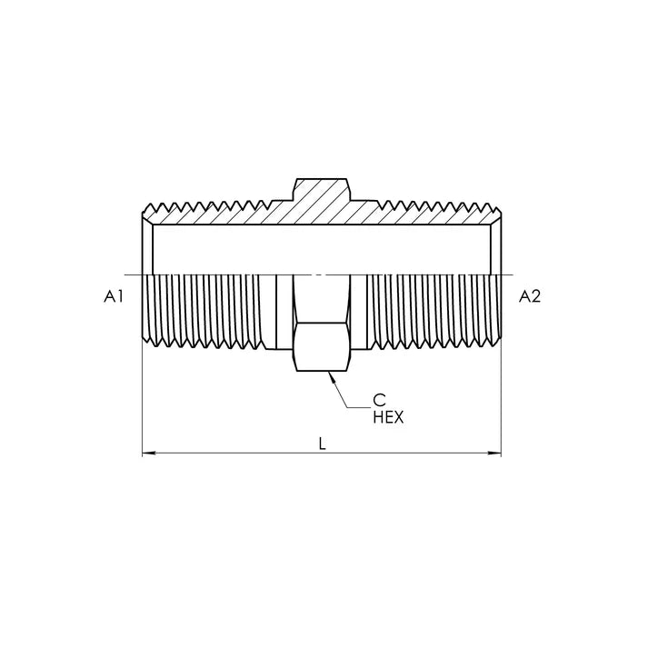 16 MP - 12 MP Hex Nipple, Carbon Steel - HTX Fluid Power