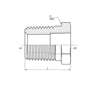SS-5406-12-06 | 12 MP - 06 FP Straight Bushing, Stainless Steel - HTX Fluid Power