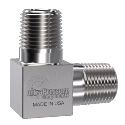 1/4" Male NPT x 1/4" Male NPT 90, Stainless Steel - 15K psi