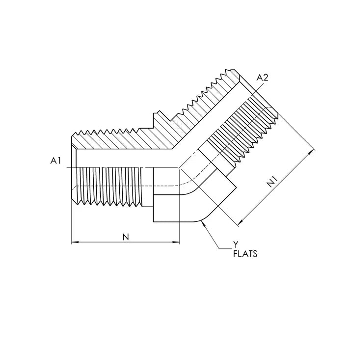 12 MP - 12 MP 45° Elbow Forged, Carbon Steel - HTX Fluid Power