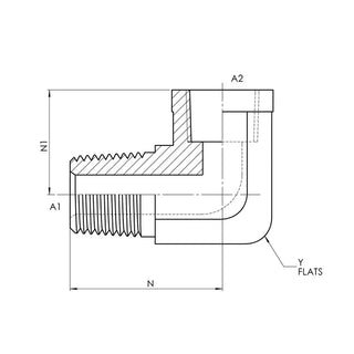 5502-16-12-FG | 16 MP - 12 FP 90 Street Elbow Forged, Carbon Steel - HTX Fluid Power
