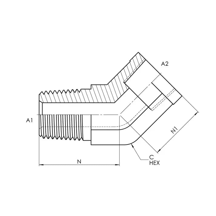 02 MP - 02 FP 45° Street Elbow Forged, Carbon Steel - HTX Fluid Power