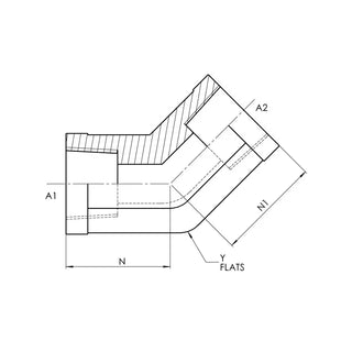 5505-08-08-FG | 08 FP - 08 FP 45 Elbow Forged, Carbon Steel - HTX Fluid Power