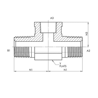 5601-20-20-20-FG | 20 MP - 20 MP - 20 FP Tee Forged, Carbon Steel - HTX Fluid Power