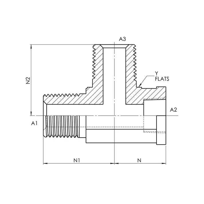 24 MP - 24 FP - 24 MP Tee Forged, Carbon Steel - HTX Fluid Power