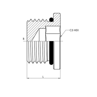 SS-6408-HHP-24 | 24 MORB Hollow Hex Plug, Stainless Steel - HTX Fluid Power