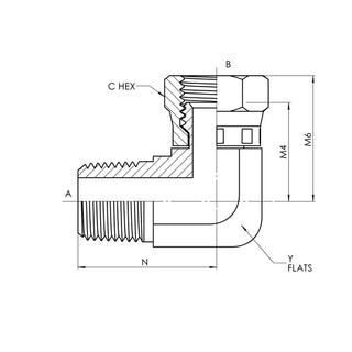 6501-08-08-FG | 08 MP - 08 FJS 90 Elbow Forged, Carbon Steel - HTX Fluid Power