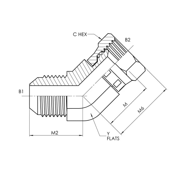SS-6502-20-20 | 20 MJ - 20 FJS 45 Elbow, Stainless Steel - HTX Fluid Power