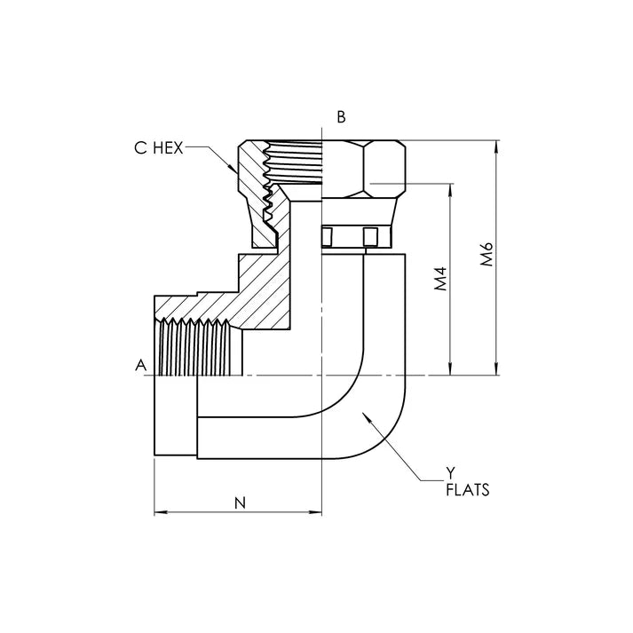 04 FP - 04 FJS 90° Elbow, Stainless Steel