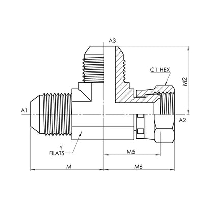 24 MJ - 24 FJS - 24 MJ Tee Forged, Carbon Steel