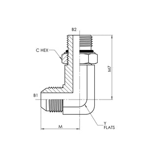 6801-L-12-12-NWO-FG | 12 MJ - 12 MAORB 90 Elbow-Long Forged, Carbon Steel - HTX Fluid Power