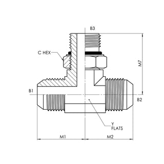 6803-06-06-06-NWO-FG | 06 MJ - 06 MJ - 06 MAORB Branch Tee Forged, Carbon Steel - HTX Fluid Power