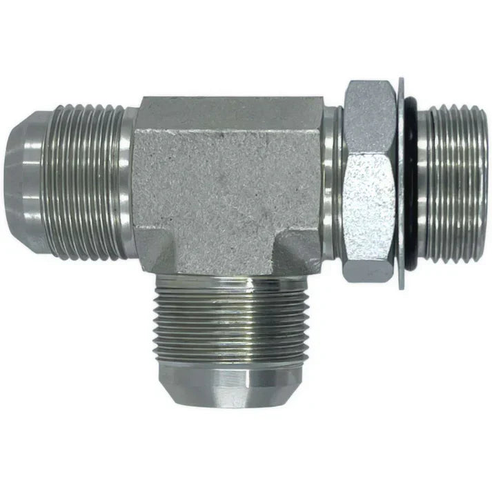 SS-6804-06-06-06-NWO | 06 MJ - 06 MAORB - 06 MJ Run Tee, Stainless Steel - HTX Fluid Power