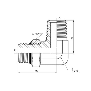 6806-12-12-NWO-FG | 12 MAORB - 12 MP 90 Elbow Forged, Carbon Steel - HTX Fluid Power