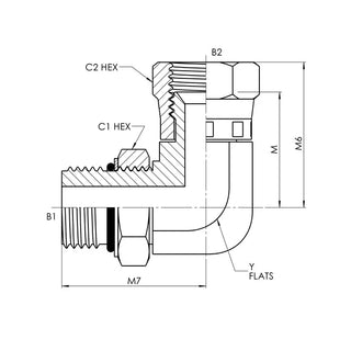 6809-04-04-NWO-FG | 04 MAORB - 04 FJS 90 Elbow Forged, Carbon Steel - HTX Fluid Power