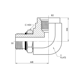 6815-04-04-NWO-FG | 04 MAORB - 04 FORB 90 Elbow Forged, Carbon Steel - HTX Fluid Power