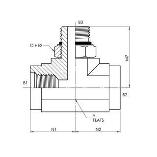 6832-08-08-08-NWO-FG | 08 FORB - 08 FORB - 08 MAORB Tee Forged, Carbon Steel - HTX Fluid Power