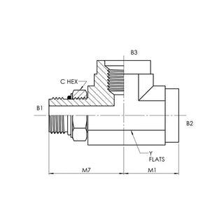 6835-06-06-06-NWO-FG | 06 MAORB - 06 FORB - 06 FORB Tee Forged, Carbon Steel - HTX Fluid Power