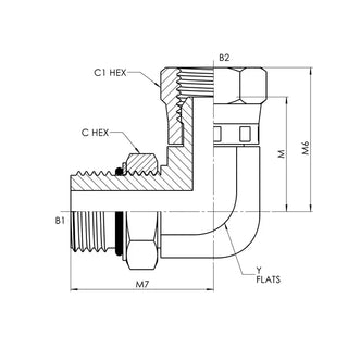 6901-04-04-NWO-FG | 04 MAORB - 04 FPS 90 Elbow Forged, Carbon Steel - HTX Fluid Power
