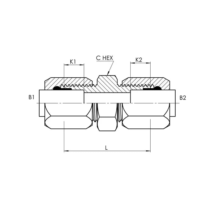 24 BT - 24 BT Tube Union Straight (Body), Carbon Steel