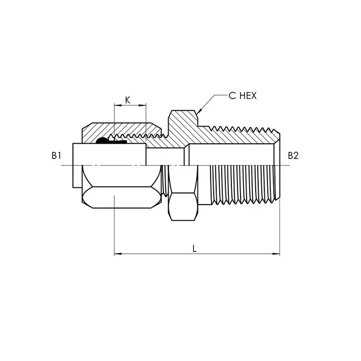 C2404-12-12 | 12 BT - 12 MP Adapter Straight, Carbon Steel – HTX Fluid ...