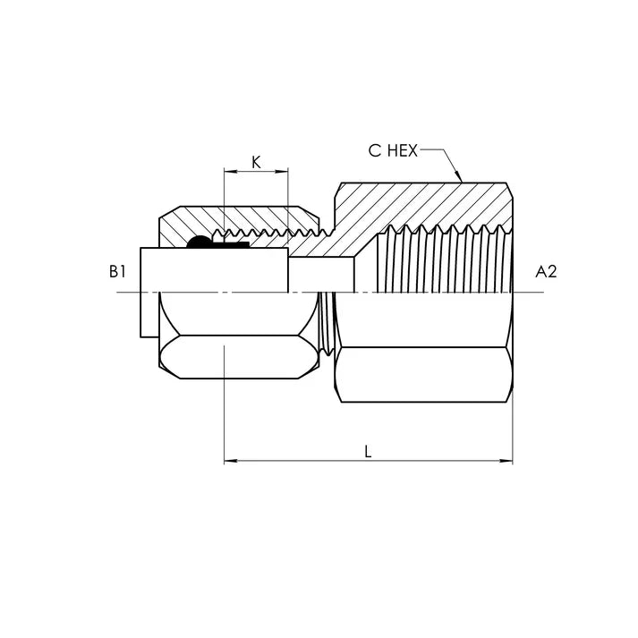 08 BT - 08 FP Adapter Straight, Carbon Steel