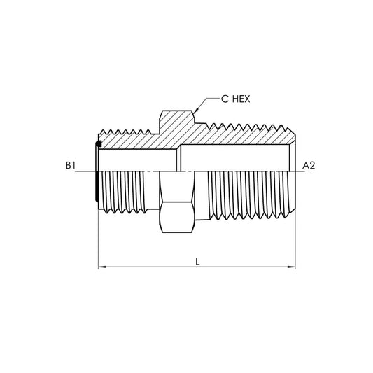 FS2404-06-04 | 06 MFS - 04 MP Straight, Carbon Steel