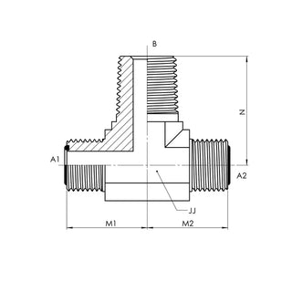 FS2601-08-08-08 | 08 MFS - 08 MFS - 08 MP Tee Forged, Carbon Steel - HTX Fluid Power