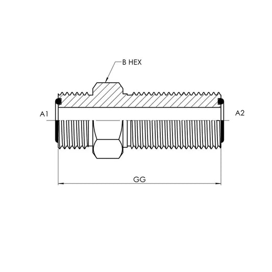 FS2700-LN-10-10 | 10 MFS - 10 MFS Bulkhead Straight w/ Lock Nut, Carbon Steel