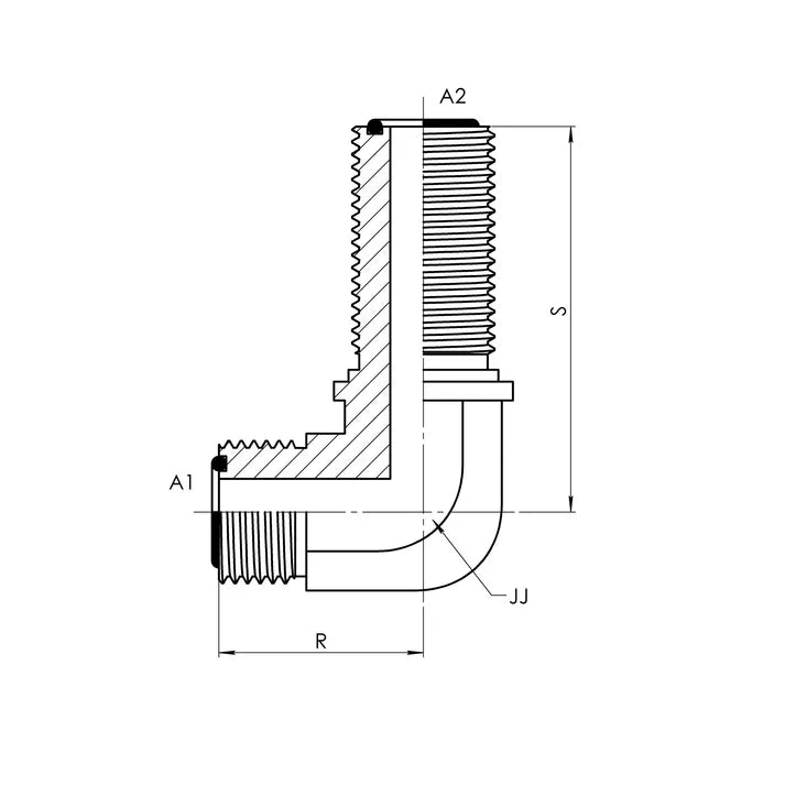 04 MFS - 04 MFS Bulkhead 90° Elbow Forged, Carbon Steel