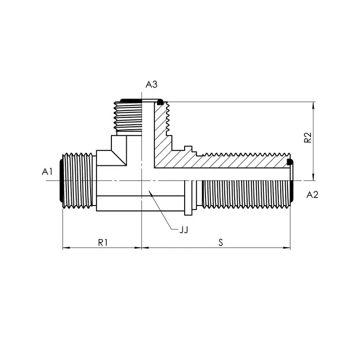 06 MFS - 06 MFS - 06 MFS Bulkhead Run Tee Forged, Carbon Steel