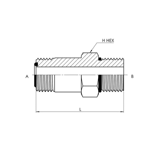 FS6400-L-06-06-O | 06 MFS - 06 MORB Straight-Long, Carbon Steel