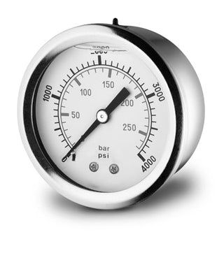 CF1P-800D | Pressure Gauge, Fill: Glycerine, Size: 2.5", Connection: 1/4" NPT, Mount Location: Center Back, Range: 0-15000 PSI, Material: Stainless Steel / Brass - HTX Fluid Power