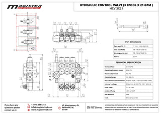 HCV 3x21 | 3 spool x 21 GPM hydraulic control valve