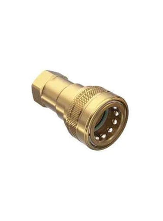 HNV-B-SS-04-04C-NPT-EPDM | 1/4" Brass Carpet Cleaning Coupler with 1/4" NPT Female, SS Valve, EPDM seals - HTX Fluid Power