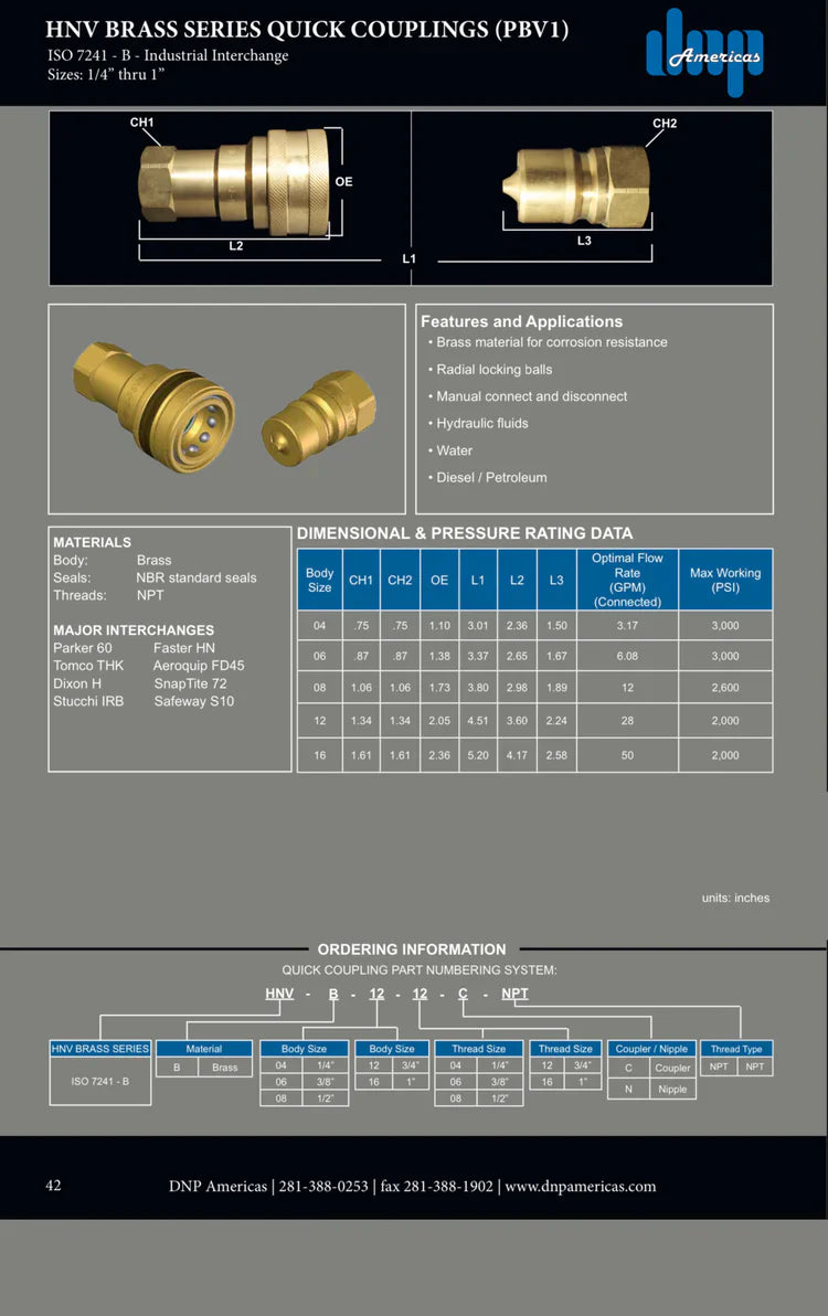 1/4" Brass Carpet Cleaning Coupler with 1/4" NPT Female, SS Valve, EPDM seals..