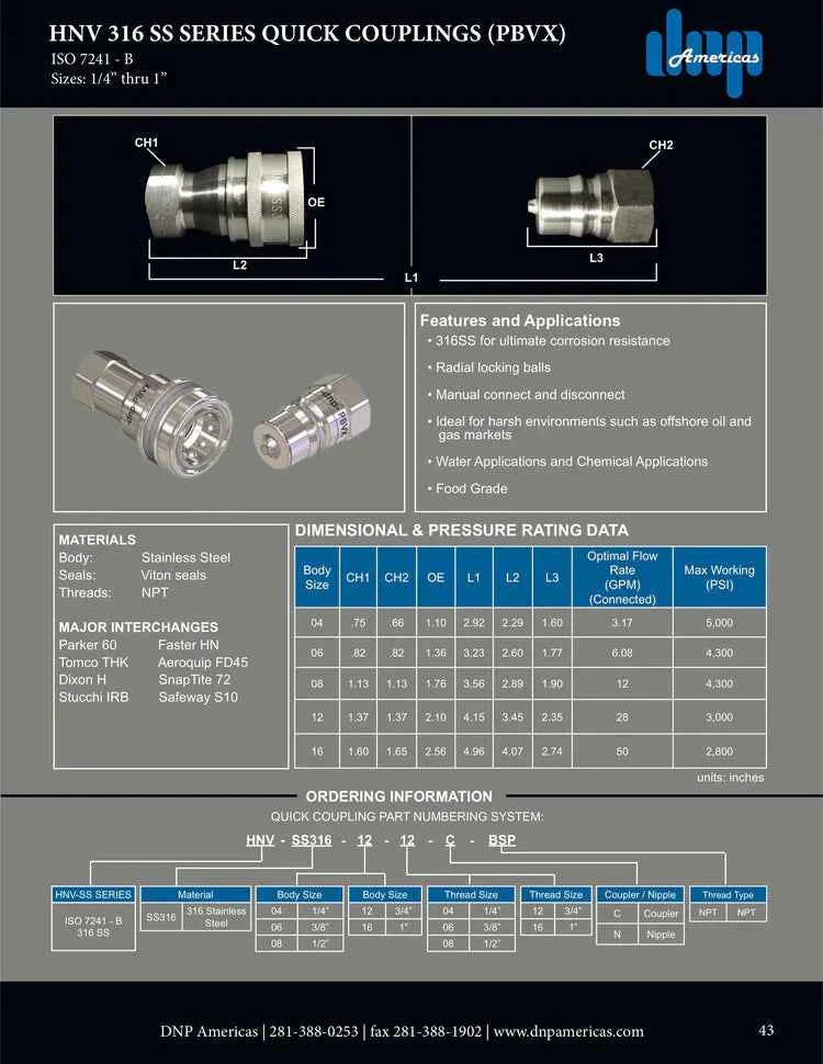 1/4" ISO B coupling 316SS w/ 1/4" female NPT threads, with locking sleeve - HTX Fluid Power