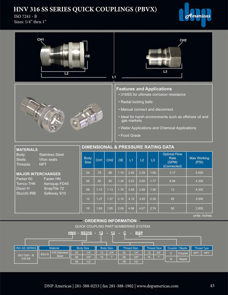 1" 316SS Iso-B coupling body with viton seals x 1" female NPT threads
