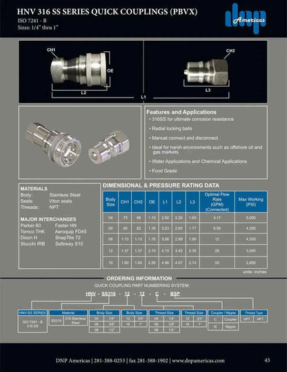 3/8" ISO B coupling 316SS w/ 3/8" female NPT threads, with locking sleeve - HTX Fluid Power
