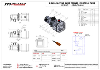 HPU-DT-111-12VDC-DA-04 | Mini Dump Trailer Power Unit Double Acting 8 Quart Plastic Reservoir
