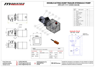 HPU-DT-111-12VDC-DA-06 | Mini Dump Trailer Power Unit Double Acting 6 Quart Plastic Reservoir