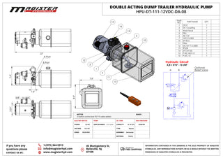 HPU-DT-111-12VDC-DA-08 | Mini Dump Trailer Power Unit Double Acting 4 Quart Plastic Reservoir