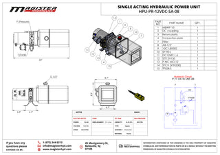 HPU-PR-12VDC-SA-08 | Hydraulic Pump Power Unit Single  Acting 12V DC 8 Quart Plastic Tank