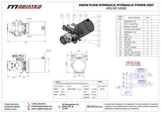 HPU-SP-12VDC | 8 qts steel reservoir snow plow power unit 12V DC double acting