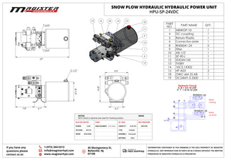 HPU-SP-24VDC | 8 qts steel reservoir snow plow power unit 24V DC double acting