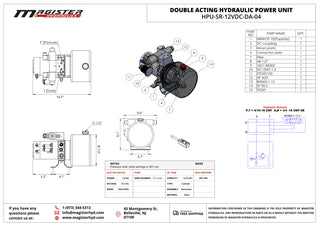 HPU-SR-12VDC-DA-04 | Hydraulic Pump Power Unit Double Acting 12V DC 4 Quart Steel Tank