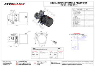 HPU-SR-12VDC-DA-06 | Hydraulic Pump Power Unit Double Acting 12V DC 6 Quart Steel Tank